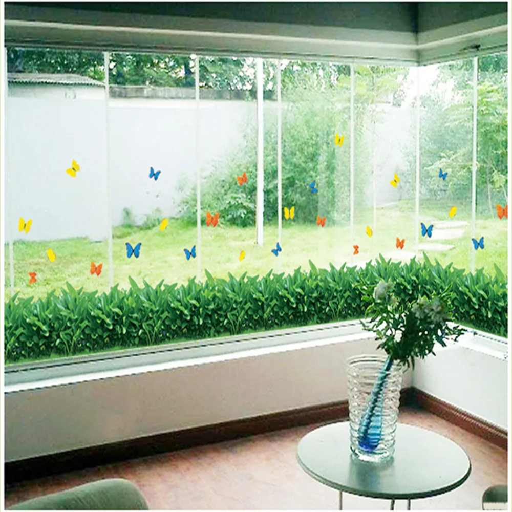 

The Opening Season Of The New Personality Decorative Butterfly In The Green Leaves Creative Wall Stickers Through The Kindergart