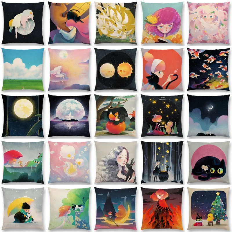 Новое поступление яркие сны Черный кот милые девушки волшебное солнце луна