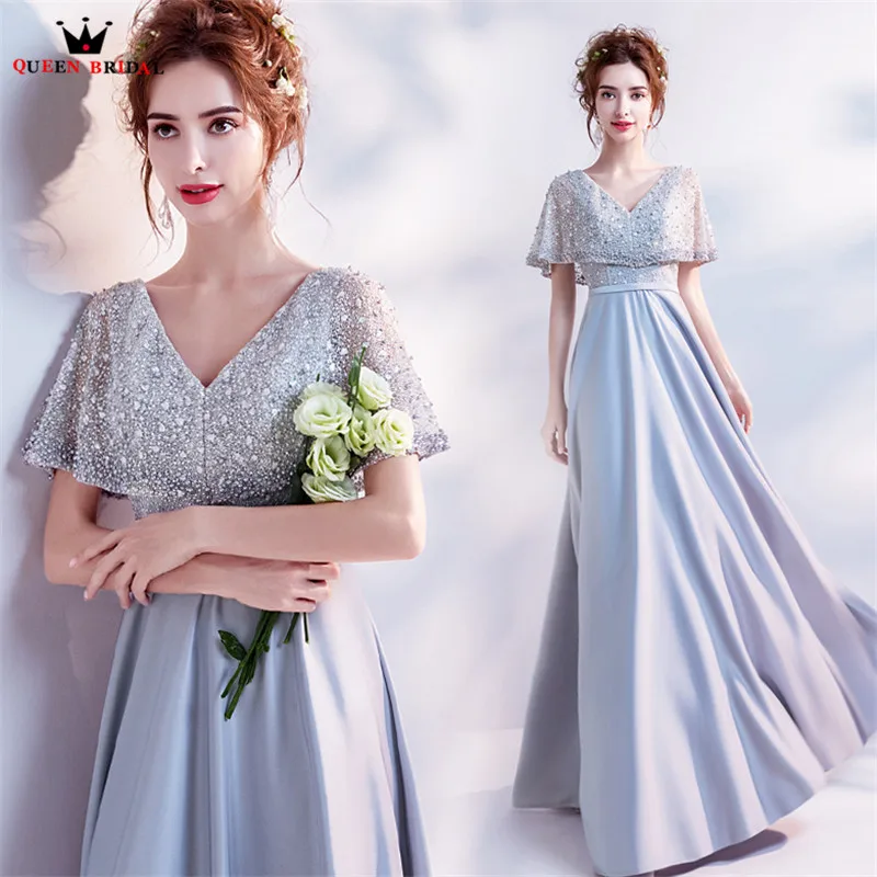 ТРАПЕЦИЕВИДНОЕ вечернее платье с v образным вырезом украшенное кристаллами и