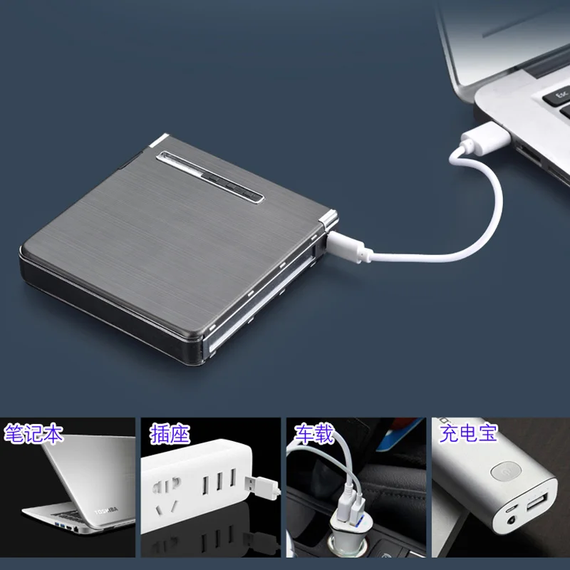 20 палочек) металлический Электронный USB чехол для сигарет Зажигалки Зарядка Электрический провод ветрозащитная Зажигалка коробка для сигарет подарок коптильня