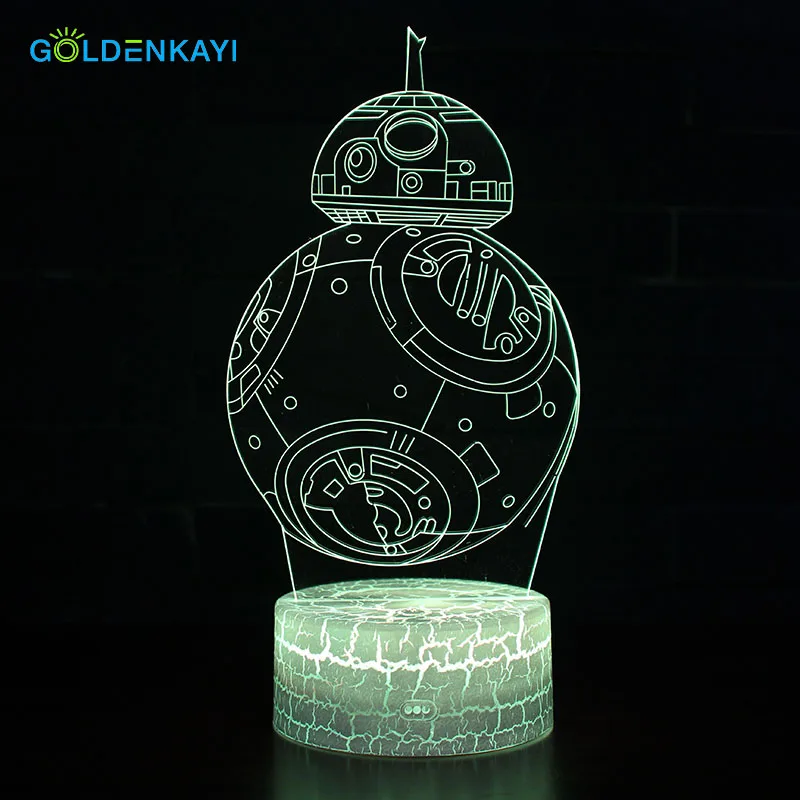 GOLDENKAYI Звездные войны BB-8 Робот 3D LED оригинальность ночные светильники атмосфера