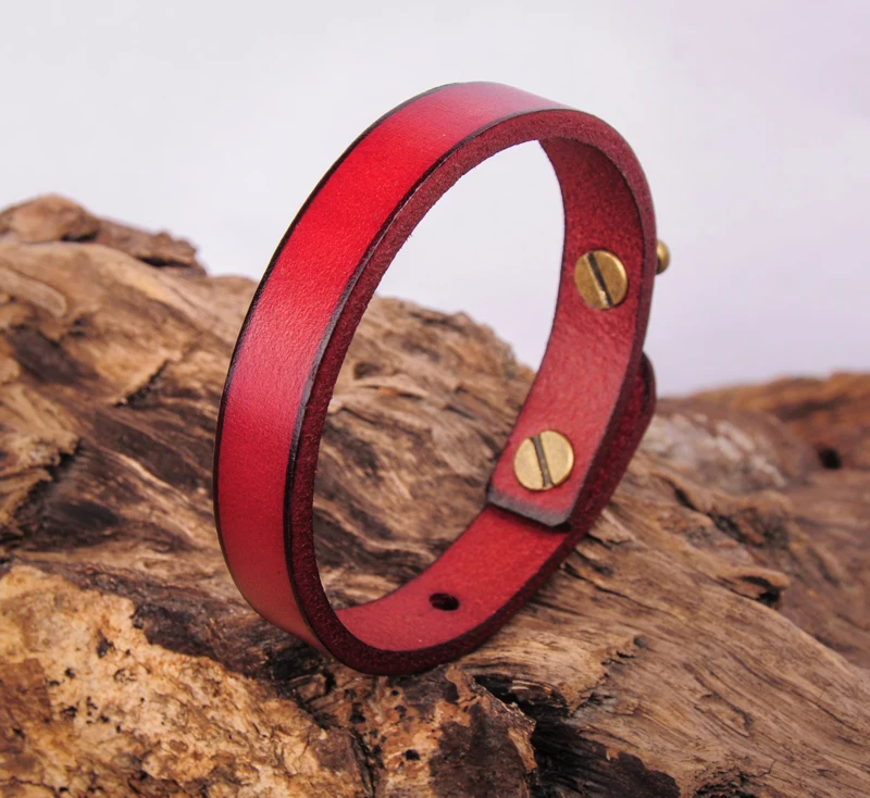 G370 простой стильный красный браслет из натуральной кожи для женщин|wristband