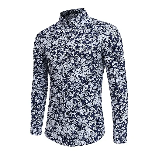 color 17 Laamei мужские повседневные рубашки с длинным рукавом, модная Цветочная рубашка с 3D принтом розы, приталенная рубашка с отложным воротником, мужская одежда - Цвет: color 17