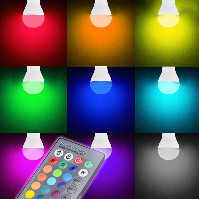 GBKOF E27 RGB светодиодный светильник 3 Вт 5 10 110 В 220 16 цветов с пультом дистанционного