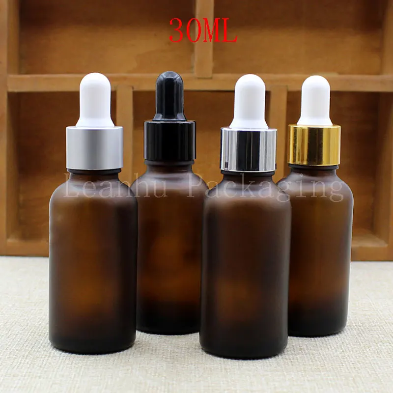 (30PC/Lot)Wholesale 30ml Essential Oil Bottle, 30cc Brown Frosted Glass Dropper Bottle, Cosmetic Packaging Container