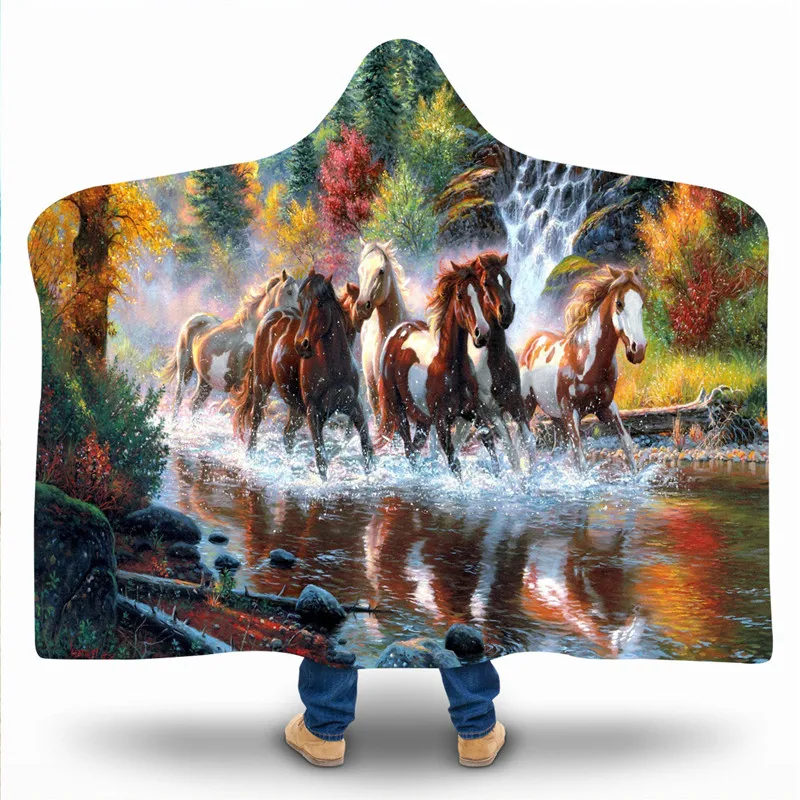 Одеяло с капюшоном Pentium Horse паранитроанилиновое покрывало для дивана Decorativa Cobijas