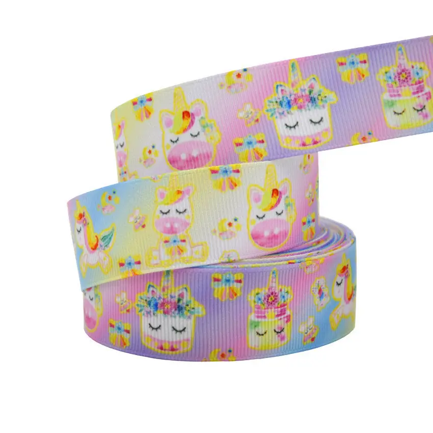 B3R244 1 inch 25mm Printed Cartoon Grosgrain Ribbon 10yards Dog Bear Unicorn Animal Gift Decoration accessories - Цвет: B3R244
