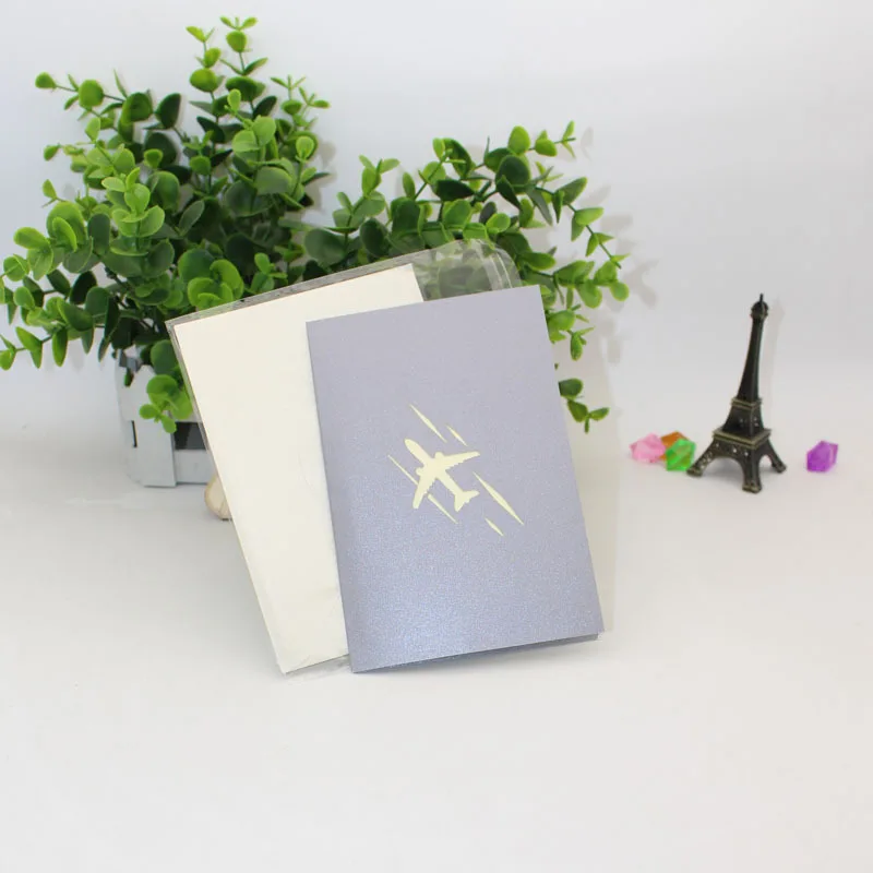 

Hand Made Pop Up 3D Greeting Cards Three Dimensional Airplane Design Postcards Creative Thank You Card Hot Sale W8641