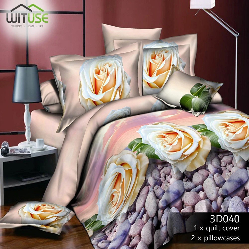 Color 3 шт. 3D печатных цветок пододеяльник наволочка постельных принадлежностей не двуспальное стеганое одеяло «Королева» мягкая ткань для украшения семейной спальни - Цвет: Color