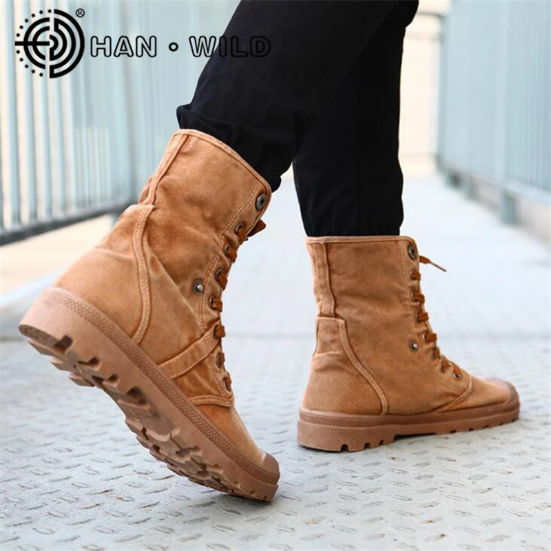 Men Washed Canvas Shoes Spring Autumn Top Quality Lace-up High Solid Colors Man Vulcanized | Обувь