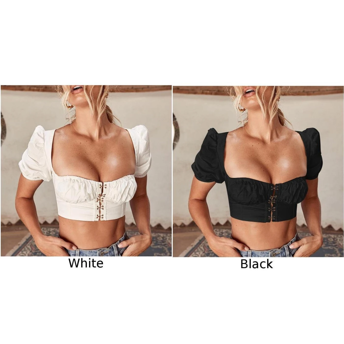 Топы из полиэфирного волокна Весенняя блузка женский квадратный воротник