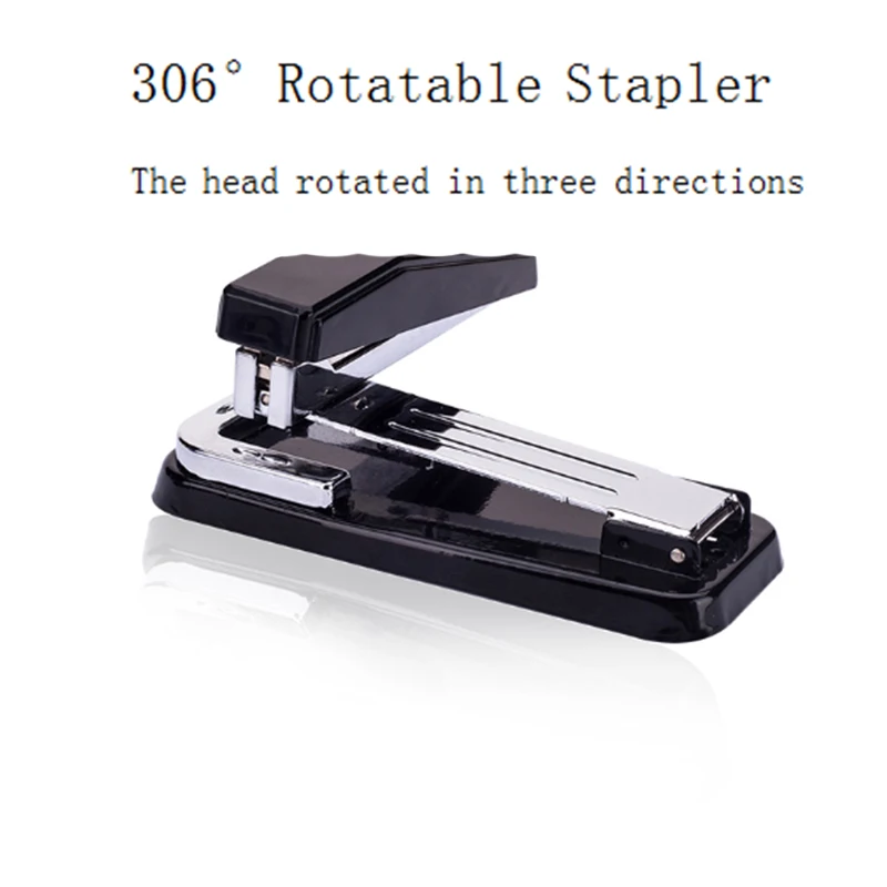 Deli 1PC 306Degree rotatable metal Stapler random color large size for office school paper binding