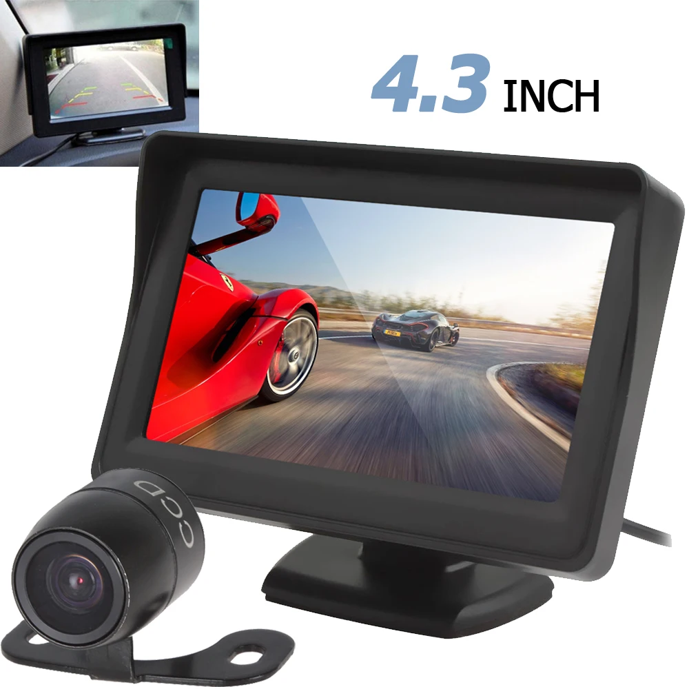 Универсальный 4 3 дюймовый TFT LCD 480x272 автомобильный монитор заднего вида +