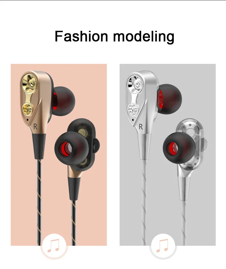 Double Unit Drive Headphones with Mic 3.5mm In-Ear Wired Stereo bass Earphone Earbuds Universal for Xiaomi iPhone PC MP3 | Электроника
