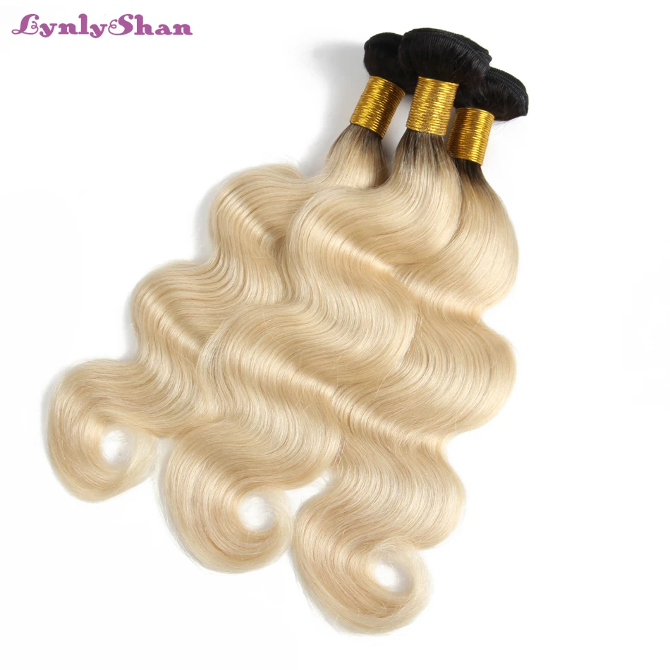 Индийские волосы плетение пучки 2 тона темные корни Омбре светлые 3/4 с закрытием