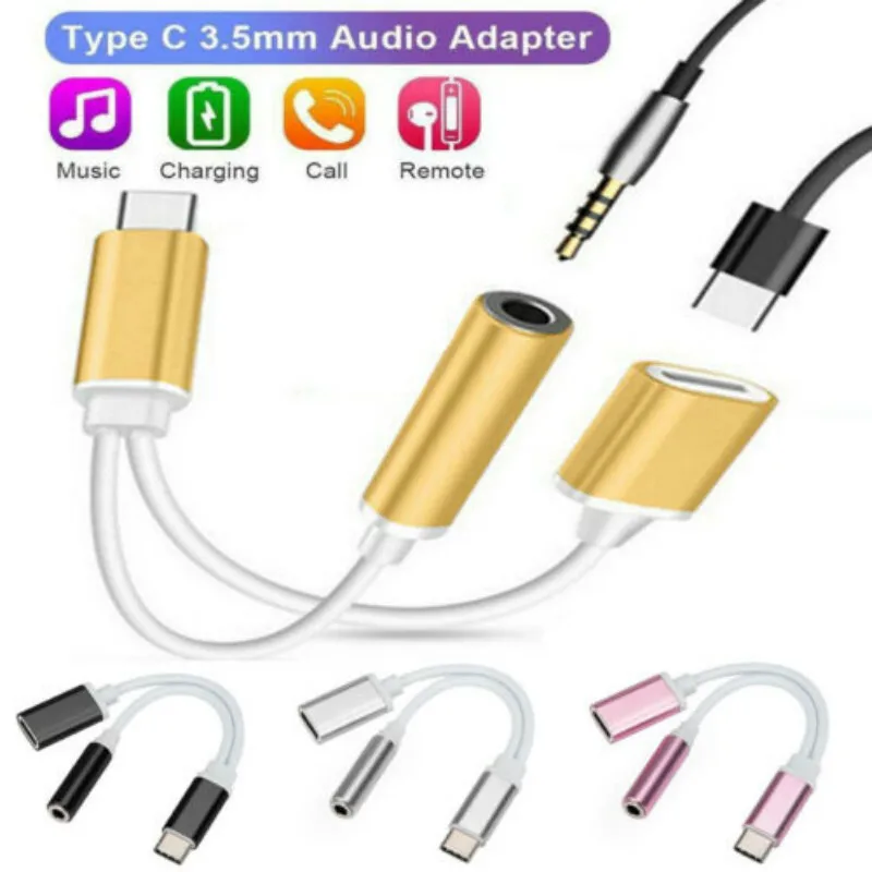 2в1 USB C Type до 3 5 мм аудио Aux кабель зарядного устройства для Samsung Huawei P20|Коннекторы и
