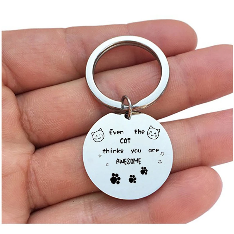 Cute Animal Pet Paw Footprint Keychain Even The Cat Thinks You Are Awesome Pendant Keyring For Women Friends Jewelry Key Chain | Украшения