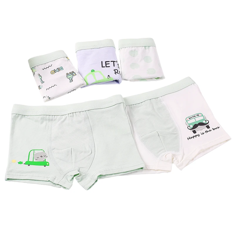 5 шт./партия детские трусы-боксеры с милым рисунком для мальчиков удобные дышащие