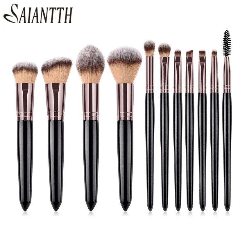 

SAIANTTH PVC 11pcs pearl handle 3 color hair makeup brushes kit high grade foundation contour eyeshadow eyelashes pincel beauty