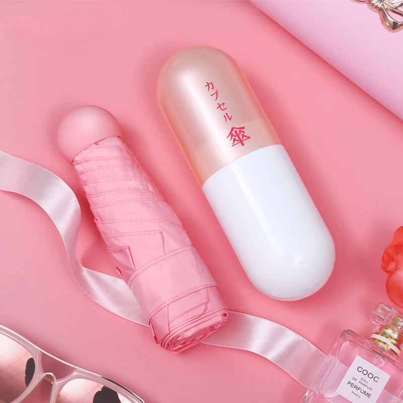 Новые сверхлегкие женские забавные капсульные маленькие зонтики с защитой от