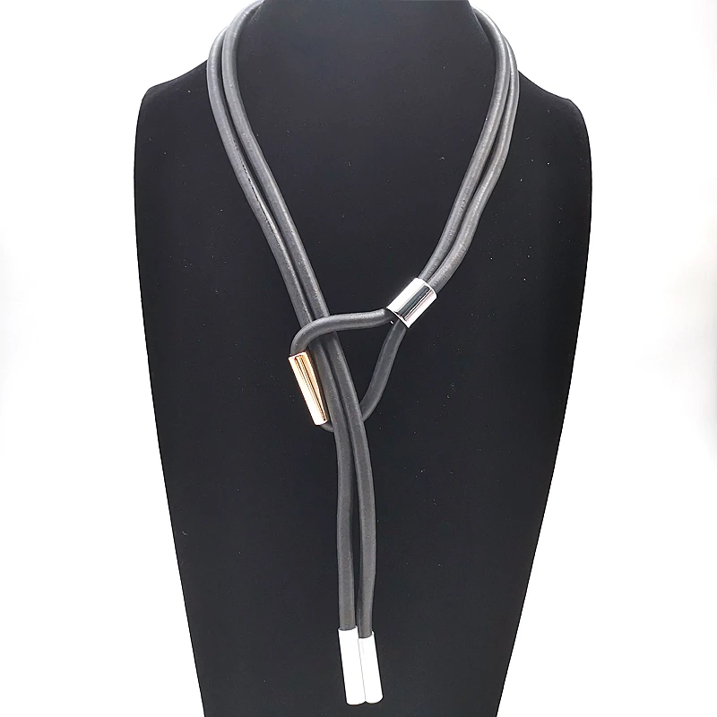 

YD&YDBZ Designer Handmade Rose Gold Black Pendant Necklaces Womens Choker Jewelry Long Necklace Girl Holiday Gift Punk style