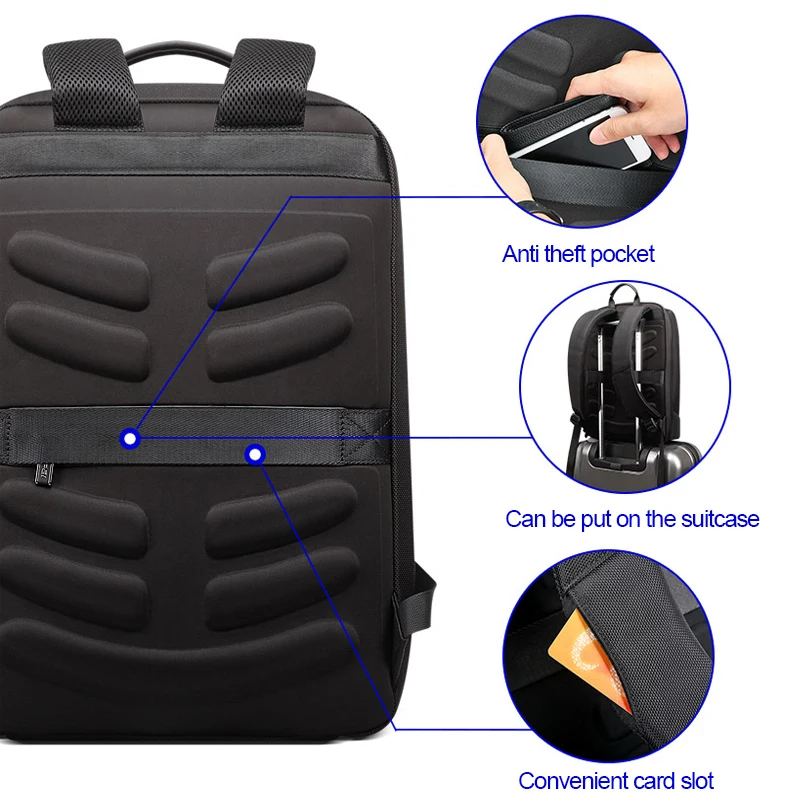 BOPAI, кожаный мужской рюкзак для ноутбука, многофункциональный, с usb зарядкой, большой емкости, с защитой от кражи, для путешествий, бизнес-рюкзак для 15,6 дюймов