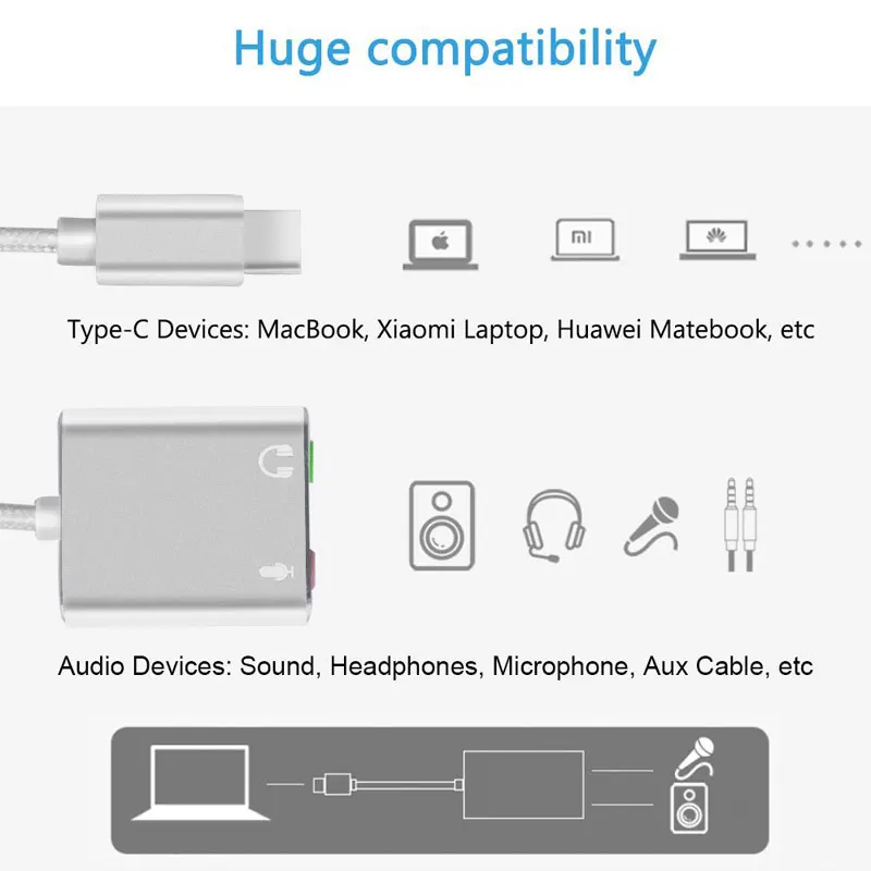 Звуковая карта 7 1 для Macbook внешняя звуковая Usb Type C интерфейс USB 3 5 мм аудио разъем