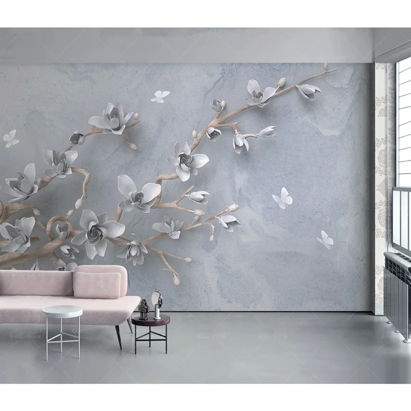 Настенные бумаги с цветочным рисунком на заказ 3D тисненые фотообои цветами