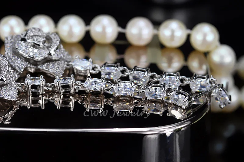 Женские серьги CWWZircons модные длинные с серебряным покрытием и кубическим