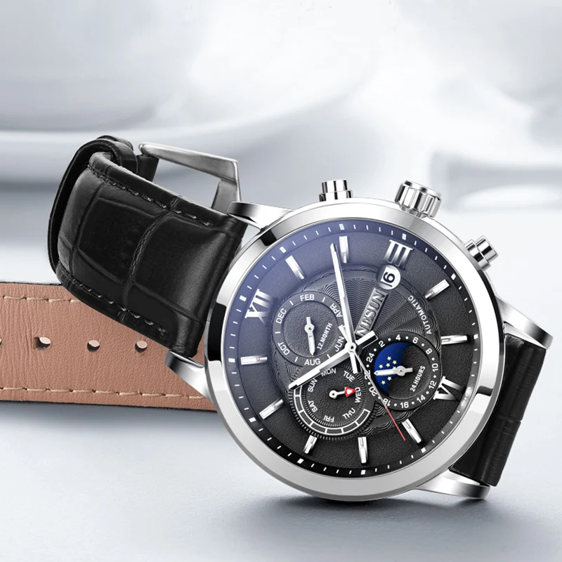 Часы наручные NESUN Мужские автоматические брендовые креативные простые