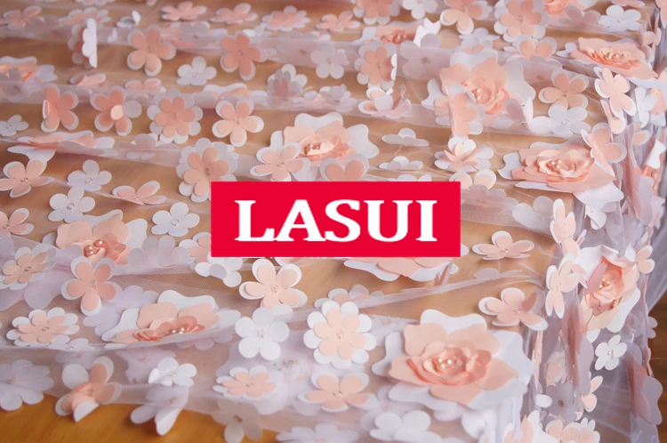 LASUI 1y = 1 лот изящная 3D Цветочная вышивка сетчатая кружевная ткань тяжелая