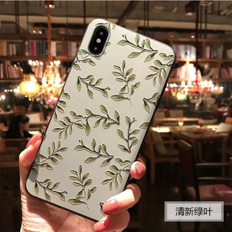 Чехол С Рисунком Листьев для iPhone X XS MAX XR мягкий силиконовый чехол 6 6s Plus 7 8 plus