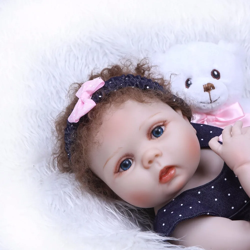 NPK 55 см ручной укорененный вьющиеся волосы полное тело силиконовые Bebes Reborn Menino Кукла Реалистичная кукла-Новорожденный Дети хороший Playmate Brinquedos