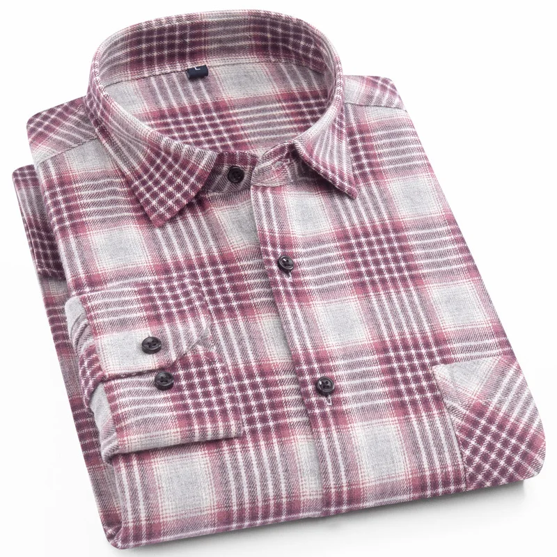 Хлопок фланель ShirtPlaid фланелевая рубашка Повседневное с длинным рукавом Для мужчин рубашки Soft Comfort Slim Fit стилей Для мужчин Костюмы Camisa Masculina - Цвет: DTF02