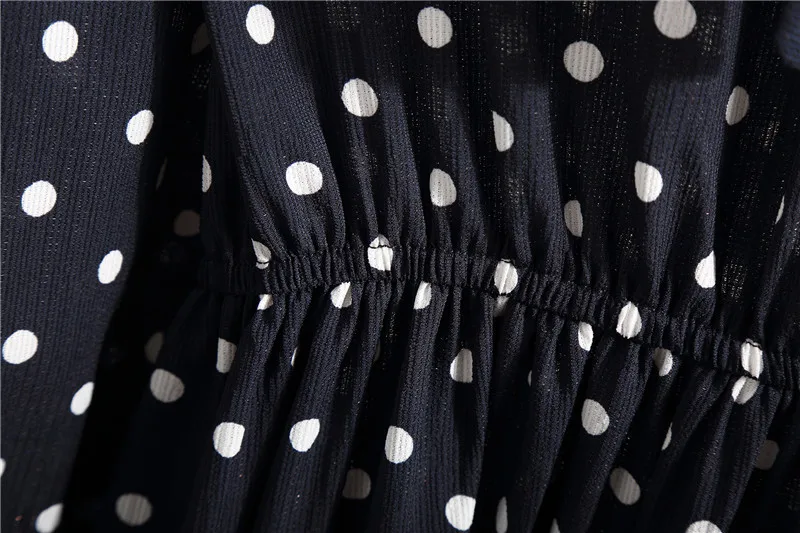 

Polka Dot dress for women a line women's spring and autumn new floral chiffon dress Korean long-sleeve print long dresses