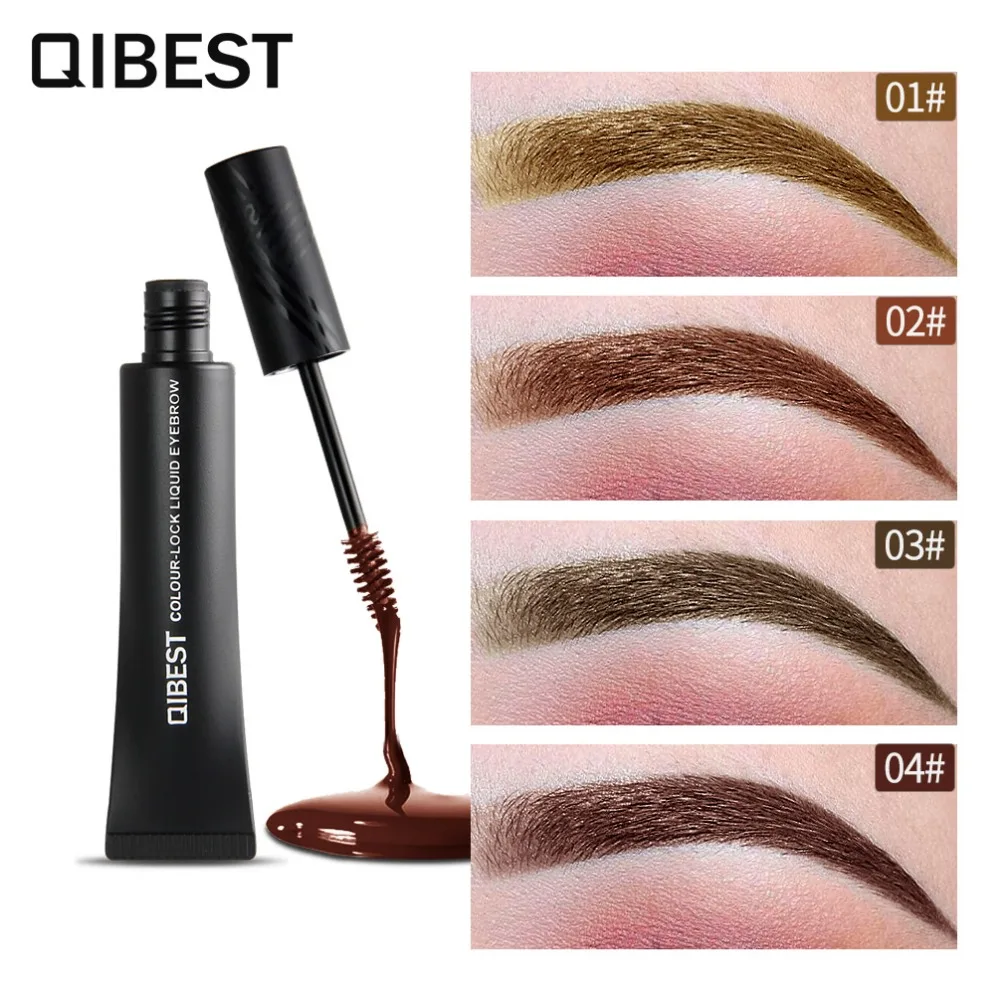 Бренд qibest, макияж, тени для бровей, 24 часа, стойкое окрашивание, крем для бровей, жидкий, натуральный, водонепроницаемый, брови, тату, ручка, карандаш
