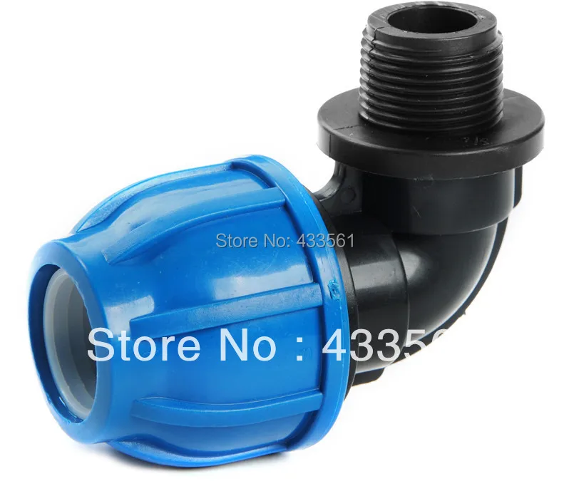 

Quality PP Compression Male Threaded Elbow Angel deg on Size 20X1/2" with Round Cap for Irrigation water Pipeline Connecting