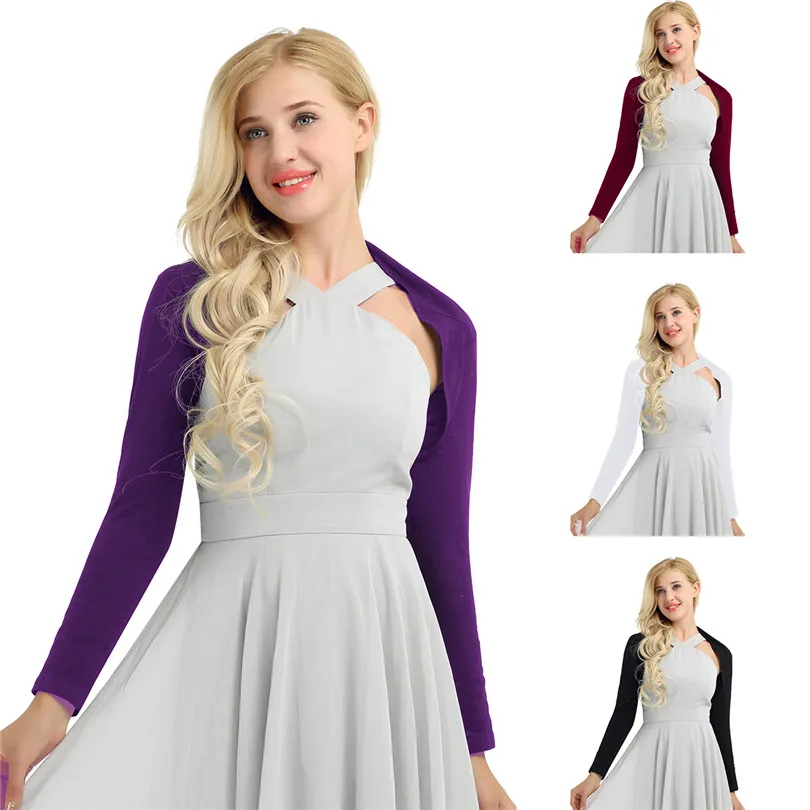 Womens Long Sleeve Soft Cotton Bolero Shrug Cardigan Open Front Stretch Sweater Crop Tops Casual Loose Fit |