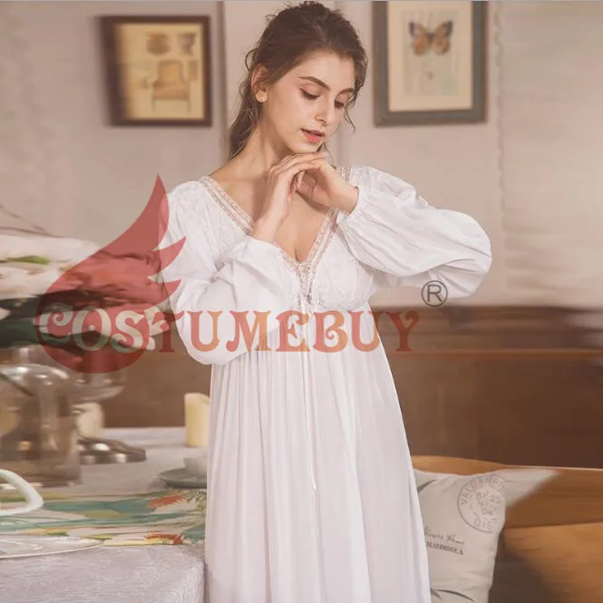Costumebuy женское винтажное белое платье в викторианском стиле средневековая принцесса Ночная Рубашка домашняя одежда длинный рукав
