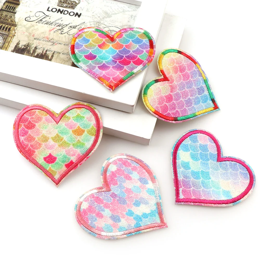 1 компл./9 шт. смешивания Цвет нашивки Shine Heart нашивки с радугой с шляпой DIY девушка вышитые патчи железо на аппликации вышивка