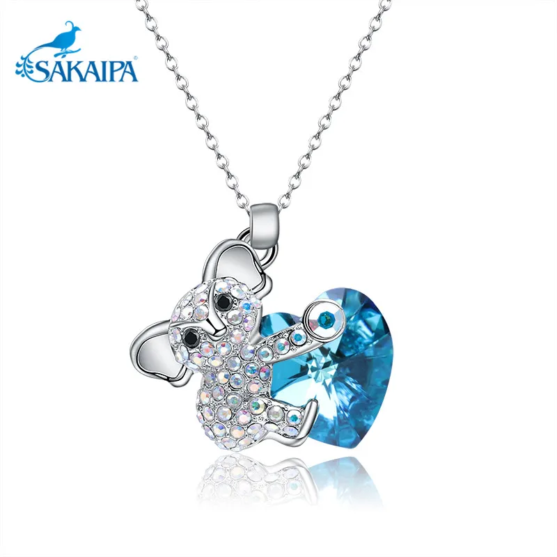 В форме коалы синий кристалл от Swarovski цепочки и ожерелья подвеска ожерелье Модные