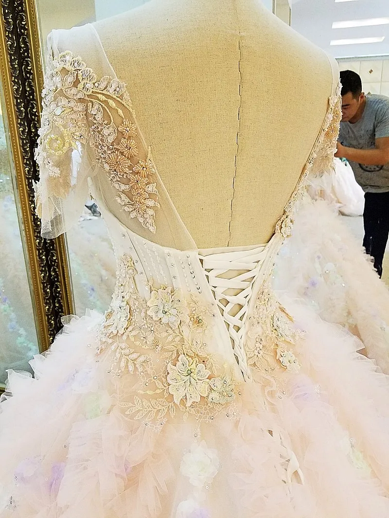 Элегантное винтажное Розовое Бальное Платье Vestido De Novia свадебное платье без