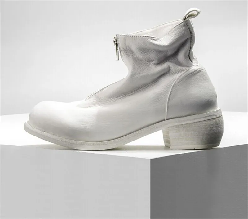 Мужские кожаные ботинки черные теплые водонепроницаемые ботильоны для верховой