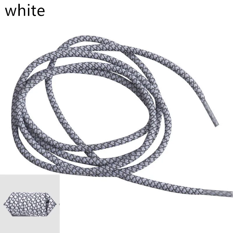 white 1 пара 120 см флуоресцентный кроссовки шнурки спортивные шнурки 3м Reflective круглые веревочные шнурки светлые шнурки Пеший Туризм Бег - Цвет: white