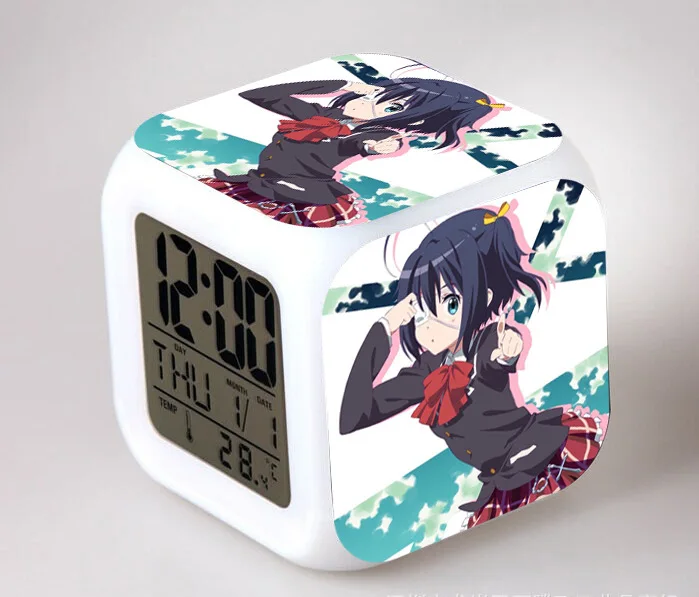 

Japanese Anime Cyuunibyou Demo Koigashitai LED 7 Color Flash Digital Alarm Clocks Kids Night Light Bedroom Clock
