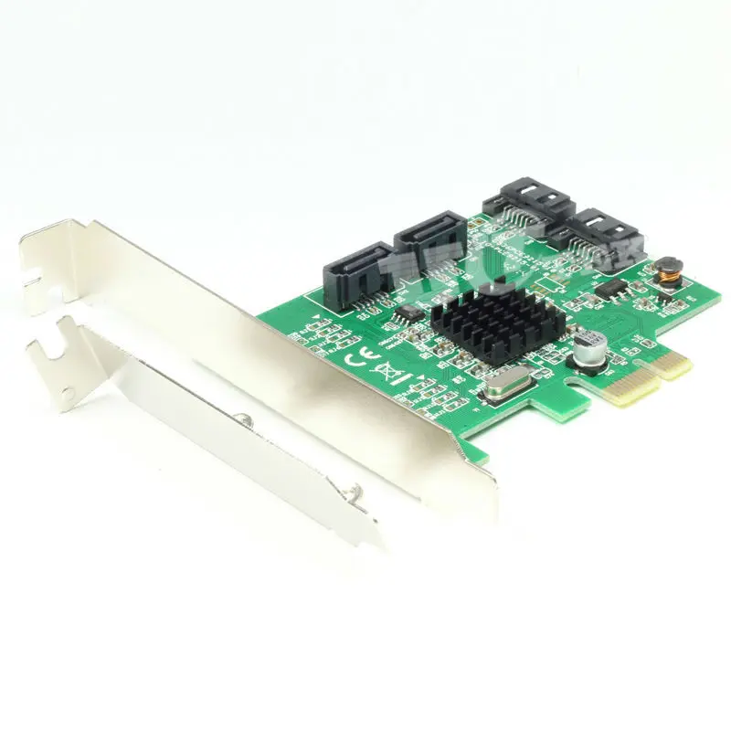 PCI Express к SATA 3 плата контроллера E 4 портам 0 III адаптер 6 Гбит/с w/низкопрофильный