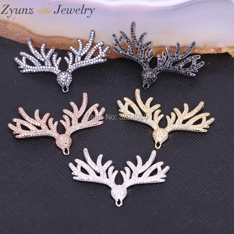 5PCS ZYZ174-8899 Hot Sale Design Micro Pave CZ Deer Antler Pendant Christmas Jewelry | Украшения и аксессуары