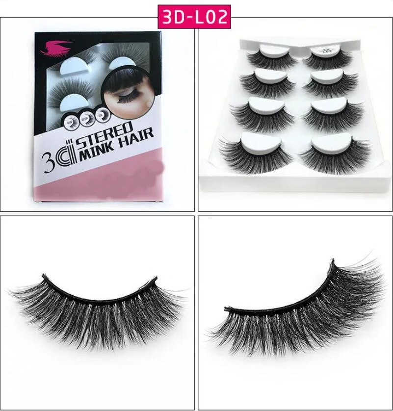 HBZGTLAD 4 пары натуральные накладные ресницы длинные для макияжа 3d норковые