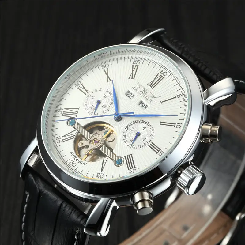 JARAGAR Топ Роскошные мужские часы Tourbillon мужской римские цифры автоматические