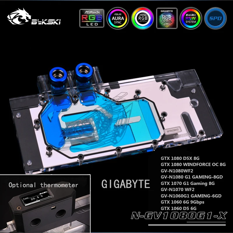 BYKSKI forGIGABYTE GTX1080/1070 G1 GAMING rev1.0/GV N1080WF2 1.0.Full Cover GPU водоблок. P/N: N GV1080G1 X|Кулеры и системы